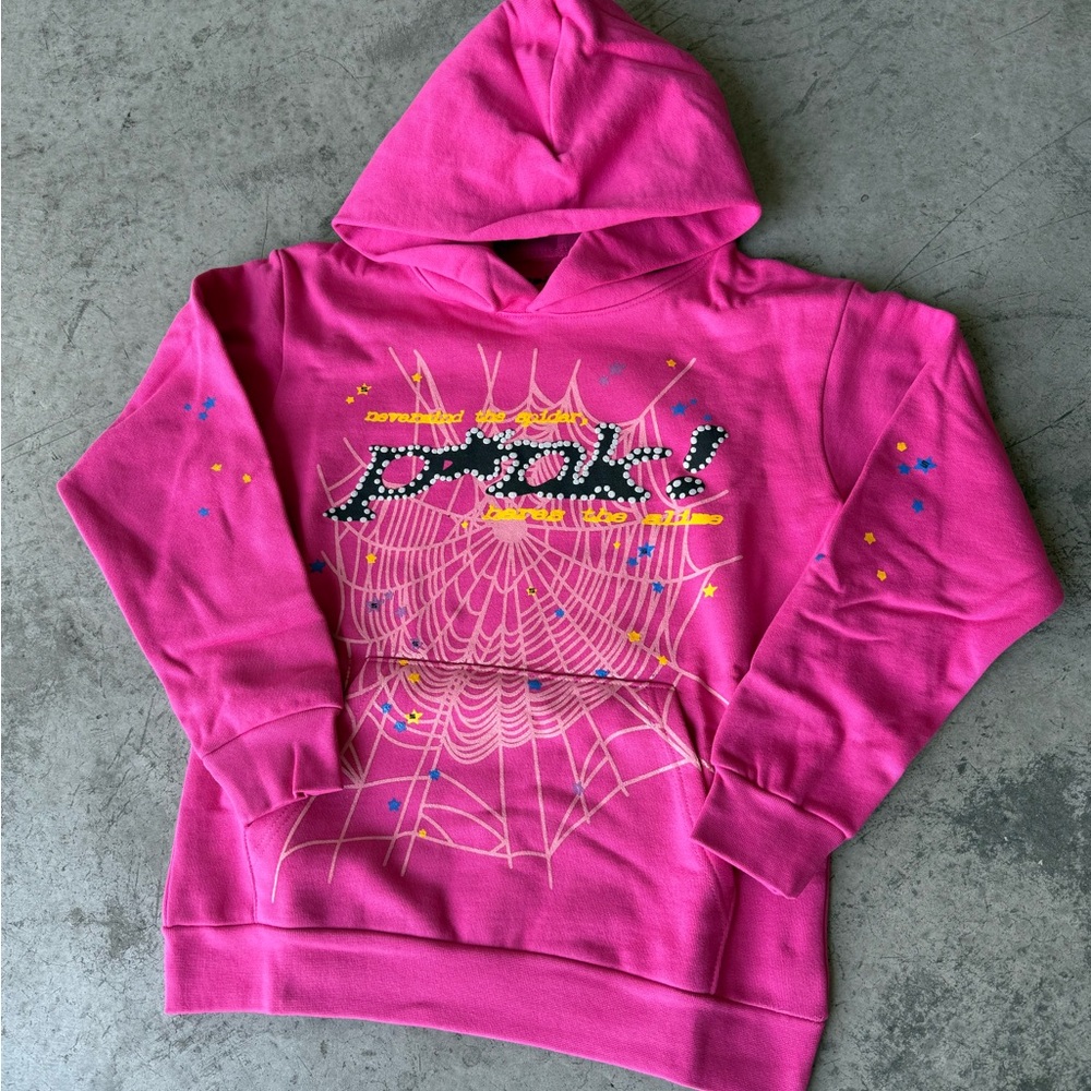 Pink Sp5der Hoodie brand new size small amazing quality